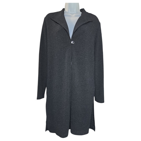 Rabbit Designs Women Sz 16 Black Long Single Button Jacket Cardigan Witchy EUC - Picture 1 of 10